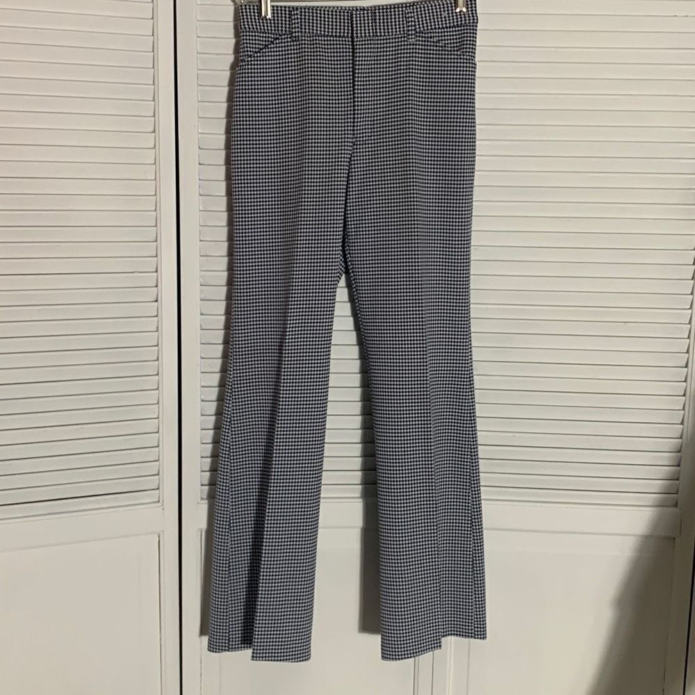 Vintage 60’s 70’s Black Gray Gingham Flare Trousers Small